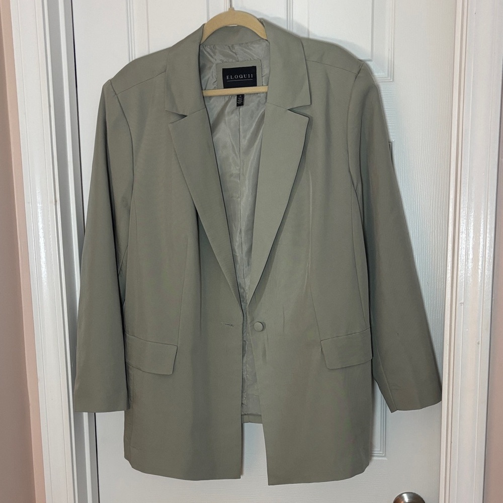 Eloquii Women's Plus Size Light Green Blazer with Corset Back- Size 20